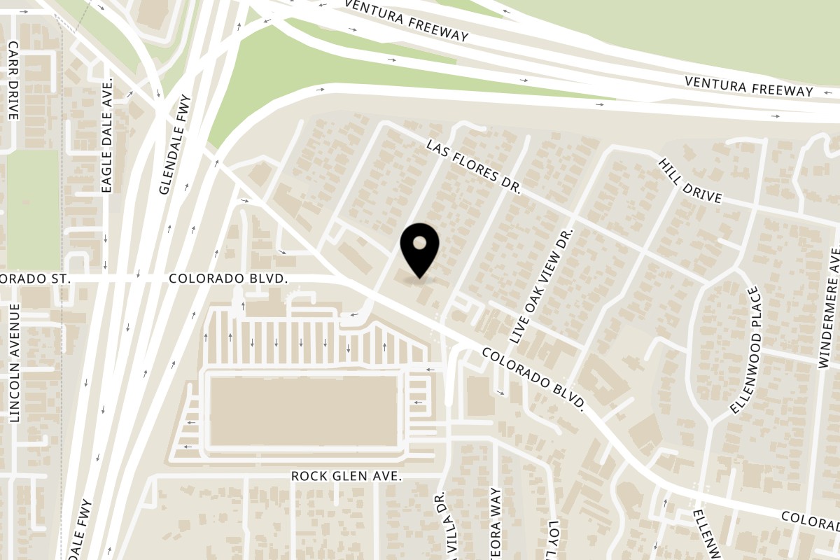 Map showing the location of Thai Spirit on 2617 Colorado Blvd in Los Angeles